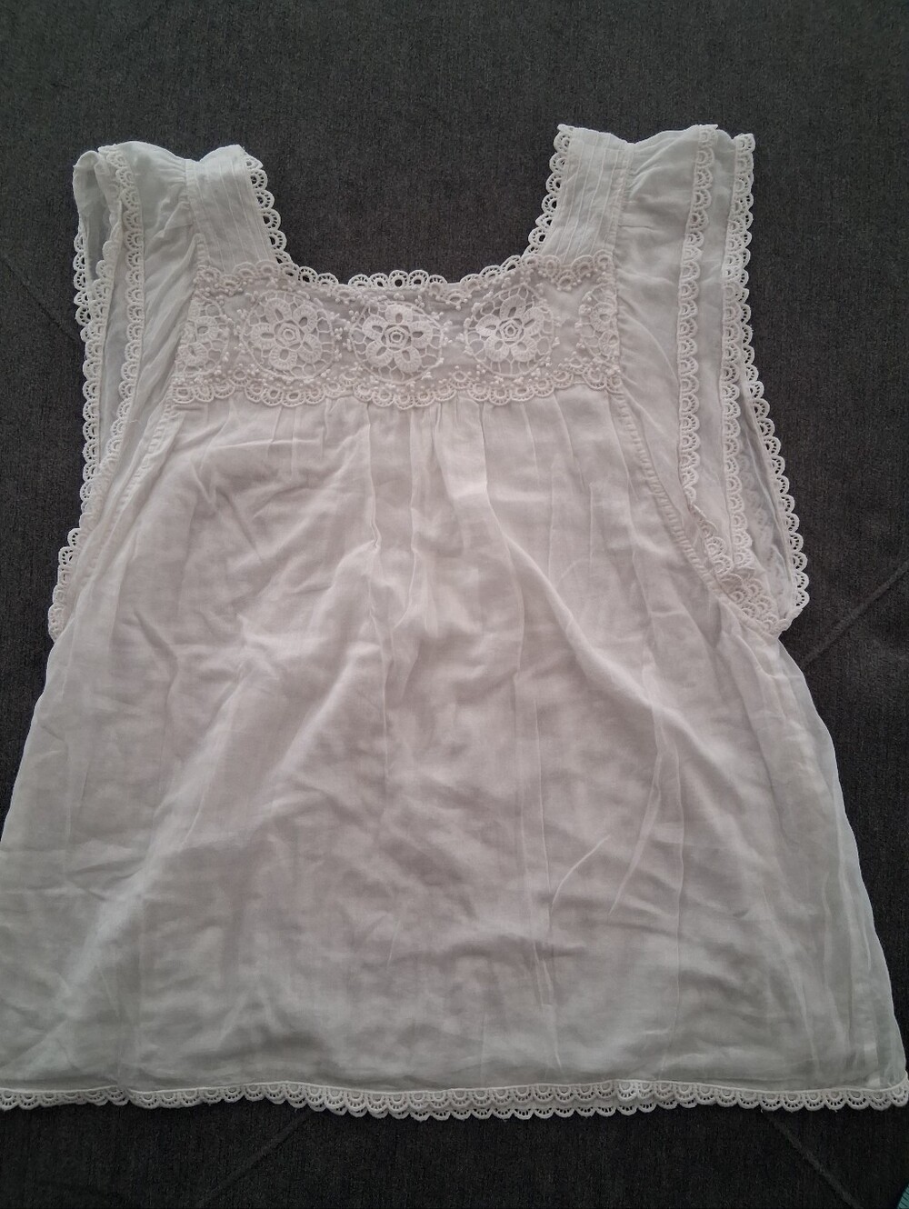 leifsdottir 100% White Lace-Trim Girls' Tank Top - Picture 6 of 8